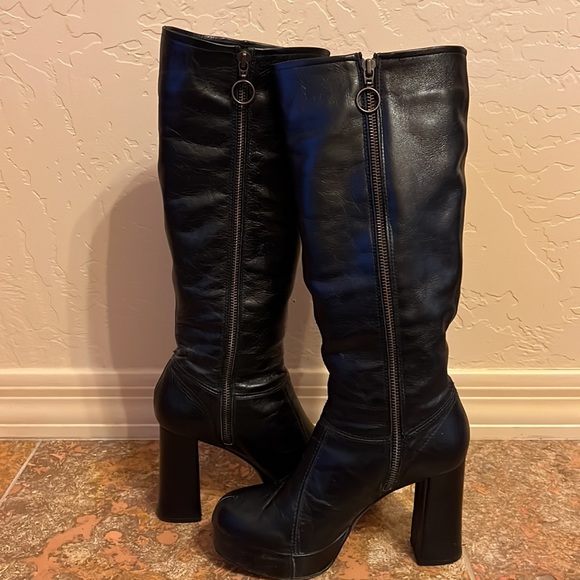 Jeffery Campbell Black Leather Go-Go Boots - Picture 6 of 14